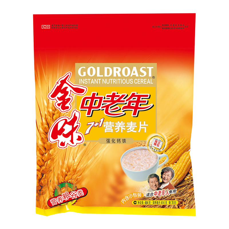 【独立糖包】金味中老年7+1营养麦片强化钙铁484g*1袋早餐燕麦 - 图0