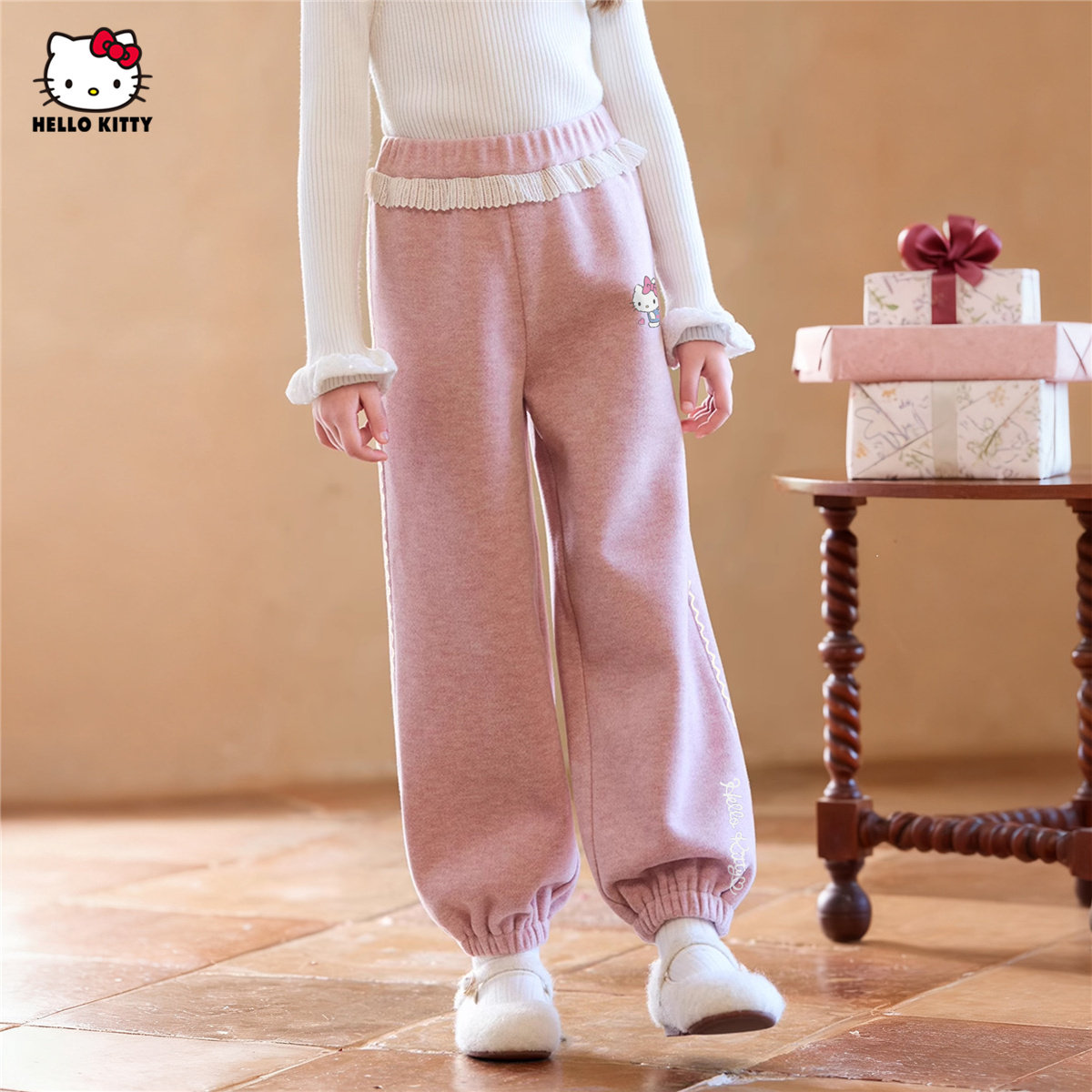 HelloKitty凯蒂猫女童冬季加绒加厚束腿裤新款一体绒保暖休闲裤子,淘宝优惠券,粉丝福利购,淘宝优惠卷