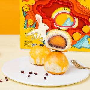 【短保新鲜】轩妈家蛋黄酥红豆味55g*6枚休闲零食小吃礼盒糕点