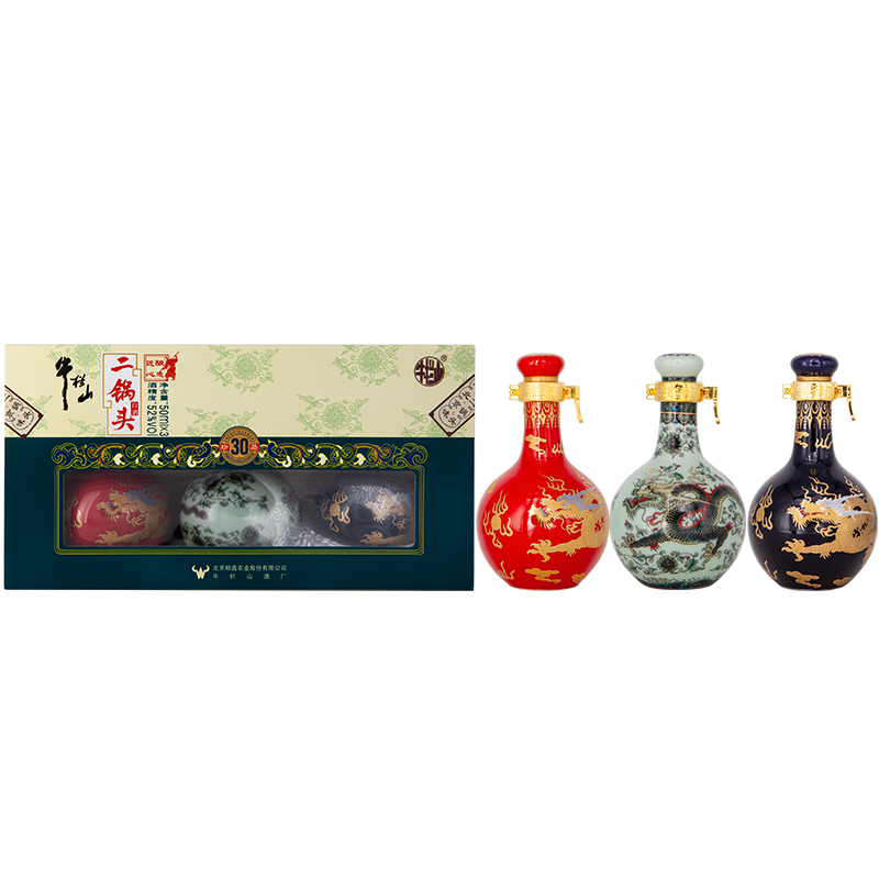 牛栏山二锅头青龙珍品(30）清香型白酒52度50ml*3瓶小酒礼盒 - 图1