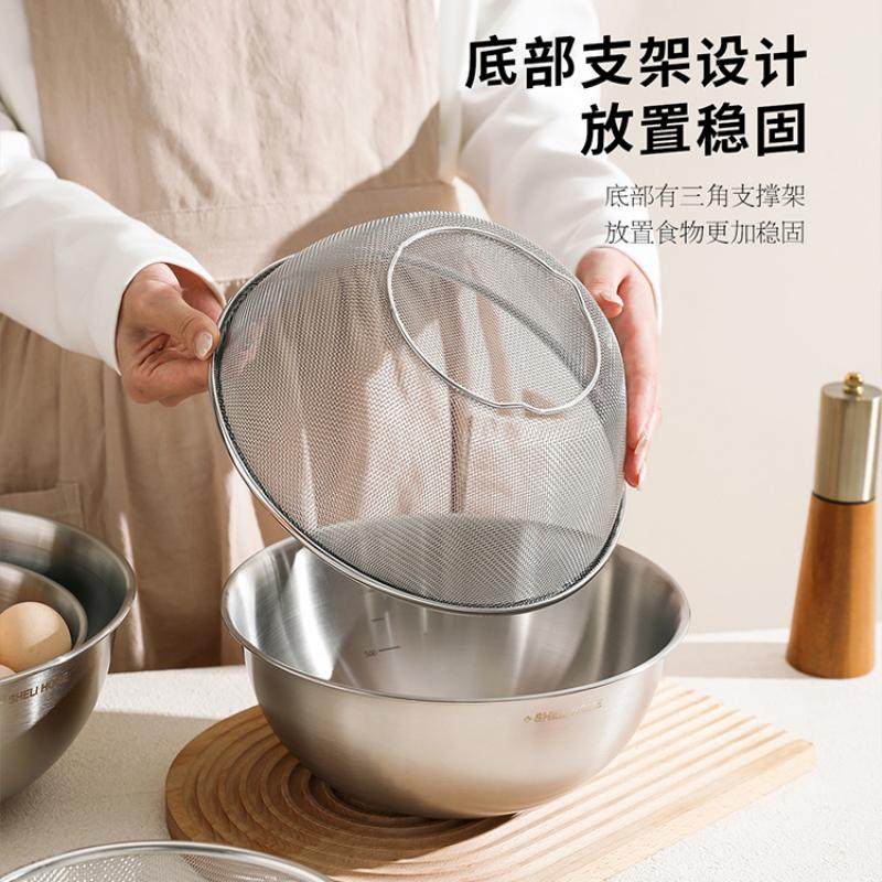 舍里304不锈钢加厚带刻度料理盆揉面烘焙打单专用盆沥水洗菜篮,淘宝优惠券,粉丝福利购,淘宝优惠卷