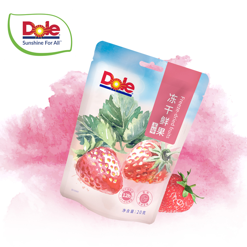 Dole都乐冻干鲜果草莓冻干脆水果干20g*3袋蜜饯果脯休食烘焙原料 - 图0