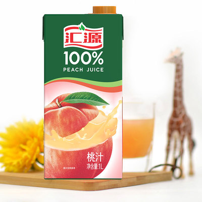 汇源果汁桃汁青春版果蔬汁1000ml*5盒浓缩果汁饮料