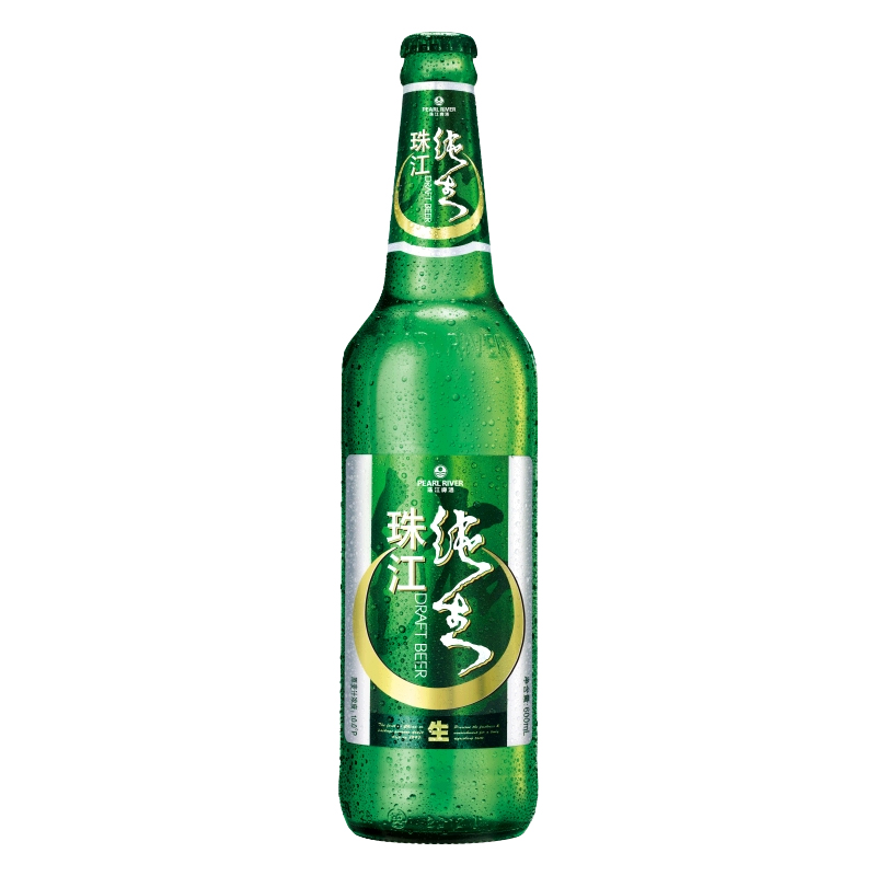 珠江啤酒10度经典纯生啤酒600ml*12瓶整箱玻璃瓶装甘醇鲜爽生啤酒