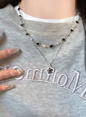 双层叠戴玫瑰锆石项链