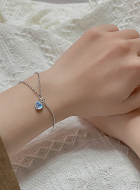 少女感爱心月光石双层手链俏皮甜美软妹设计感心形手串女闺蜜礼物