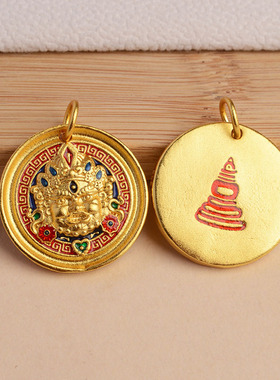 沙金黄财神吊坠项链挂件