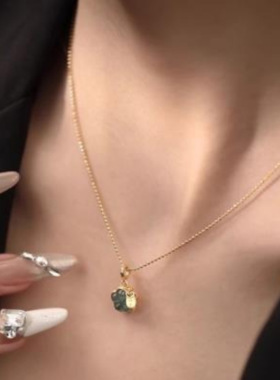 新款吊坠女翡翠桃花挂坠项链配饰小众设计中国风DIY新中式汉服夏