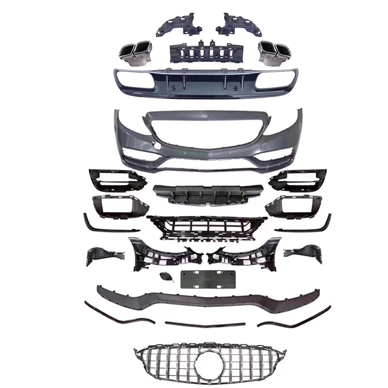 适用于16-21款奔驰C级W205改装C63 AMG大包围升级外观C63前杠中网-图3