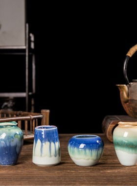 景德镇陶瓷迷你花瓶仿官窑赏瓶窑变小花插茶桌摆件家居玄关装饰品