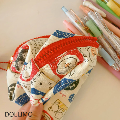 Dollimo 柴犬狗狗小众可爱布艺大容量笔袋 ins古朴高级感笔袋高中学生复古风文艺女生少女文具盒化妆包收纳袋 - 图2