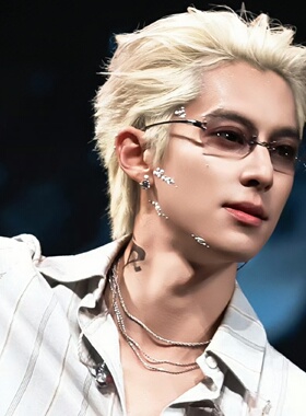 王鹤棣同款个性无边框墨镜男高级感痞帅方形无框太阳眼镜防紫外线