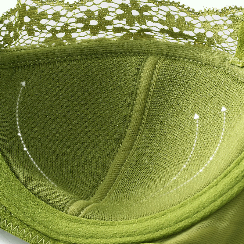 半杯蕾丝内衣女夏季小胸少女新款2022薄款绿细带美背胸罩钢圈文胸