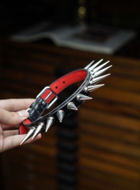 卢令皮艺工作室手工choker定制朋克摇滚铆钉项圈皮质颈圈项链