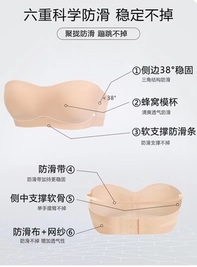 薄款无肩带防滑夏季抹胸聚拢