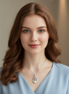 knn-1261欧美跨境生命之树项链卡漫其澳宝微镶锆石水滴吊坠锁骨链