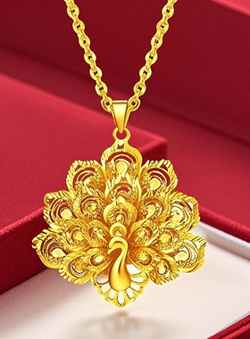 民族风开屏孔雀吊坠锁骨链女 镀金复古孔雀挂坠盒子链首饰批发