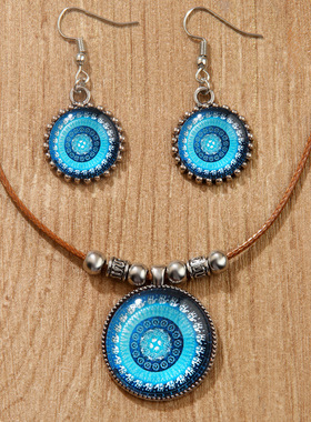 欧美跨境Temu热销款项链波西米亚民族风格项链耳环套装百搭高级感