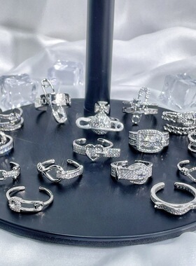 轻奢感满钻皮带扣开口戒指女回形针气质时尚ins冷淡风食指戒