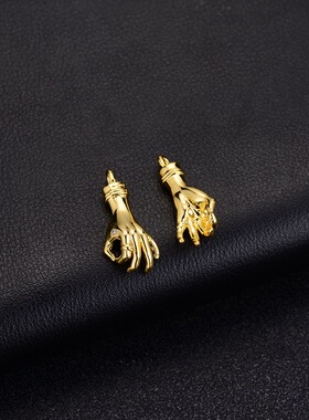 纯铜镀14K保色金微镶锆石手势吊坠 DIY手掌饰品手链项链挂件批发