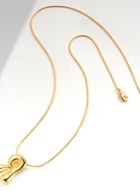 跨境热卖饰品26个英文字母吊坠项链小众百搭镀金胖胖嘻哈锁骨链