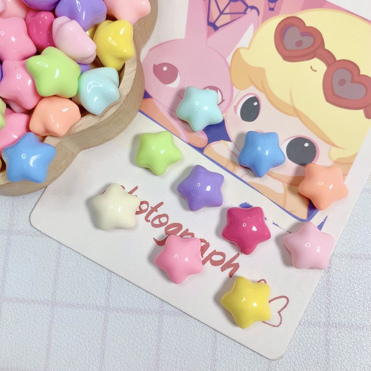 糖果色小星星 亮面树脂配件儿童手工diy奶油胶发夹手机壳饰品材料,淘宝优惠券,粉丝福利购,淘宝优惠卷