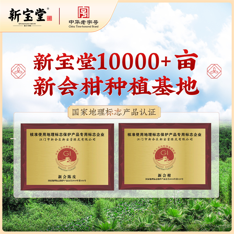 新宝堂官方旗舰店十年新会陈皮吉时好礼礼盒200克