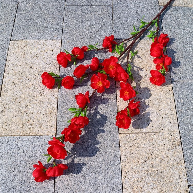 仿真桃花枝客厅假花单支绢布花干花摆件室内装饰树落地樱花枝-图2