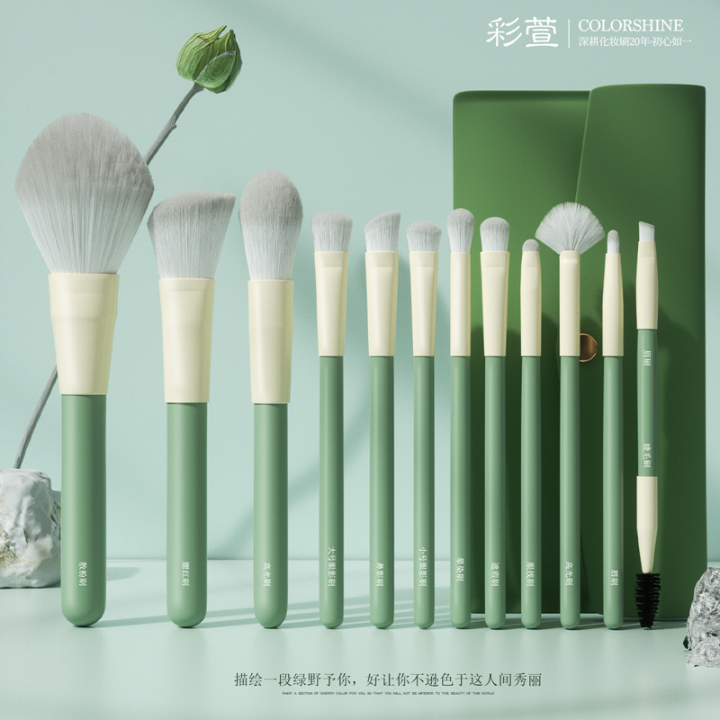 12支化妆刷套装散粉腮红眼影刷细节高光遮瑕唇刷全套软毛刷子工具_虎窝淘