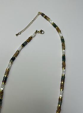 法式复古小众轻奢天然石贝母串珠项链女锁骨链短款颈链新款