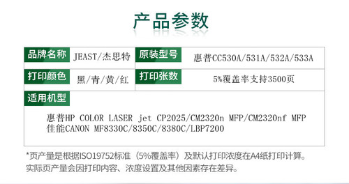 杰思特硒鼓CC530A 适用 hp CP2025 CM2320n 佳能 CRG318 MF8350C - 图0