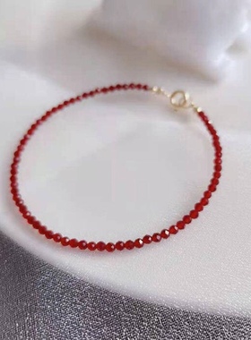 天然极细红绿黑尖晶石超闪手链