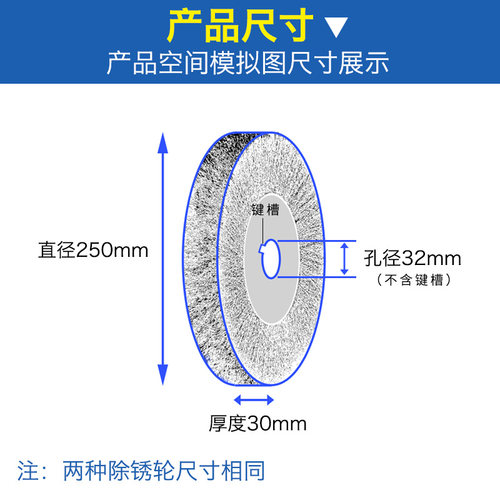 平型镀铜钢丝轮除锈机轮平行不锈钢丝轮打磨抛光轮刷黑丝黄丝轮-图1