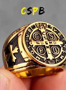 戒指 海腾源头厂家钛钢戒指cspb十字架男戒 不锈钢欧美