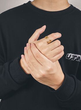 复古怀旧机车ROUILLE钛钢扳戒指男女情侣对戒开口尾戒可刻字