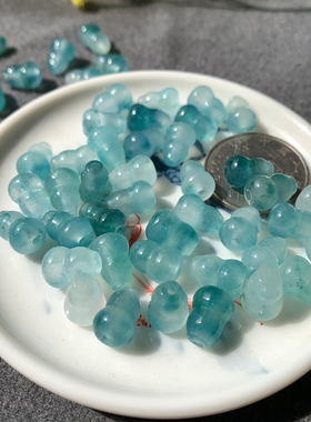 冰飘蓝水巴山翡翠葫芦直孔散珠子