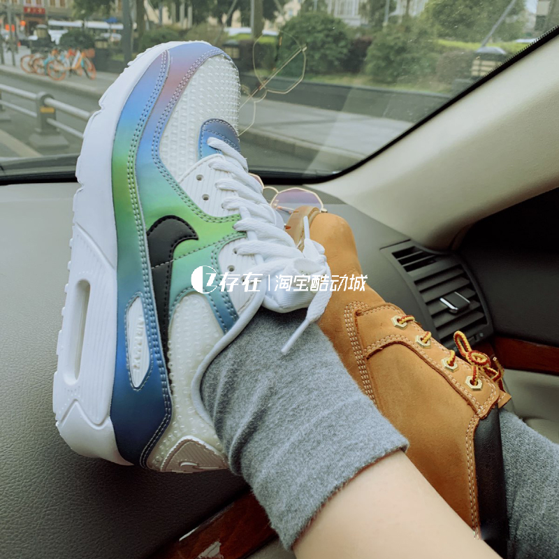 Nike/耐克AIR MAX 90 GS女子气泡蓝绿渐变气垫跑步鞋 CT9631-100-图2