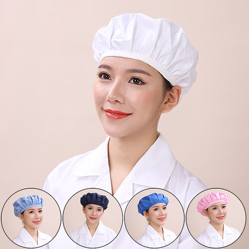 食品工厂车间工作帽子劳保防尘帽布帽厨师厨房食堂餐饮卫生帽定制 - 图2