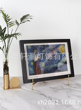 简约装饰圆盘瓷盘子支架展示架钟表托架盘架相框架托铁艺架子