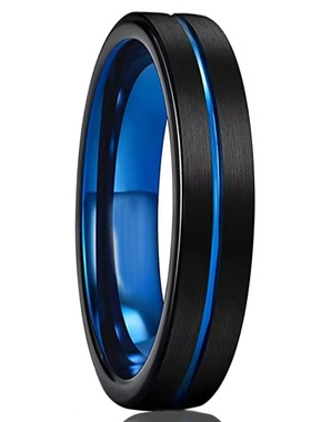 4-8宽现货直销双色钨钢戒指面拉砂高品质欧美时尚简约钨金婚戒