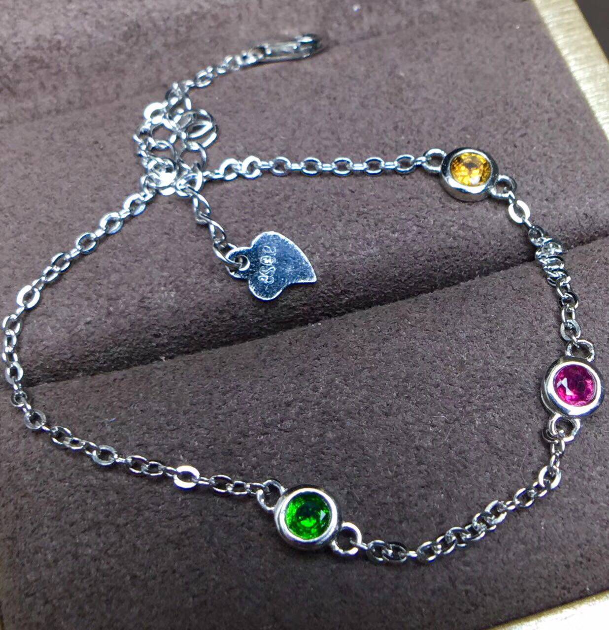 新款925纯银代镶碧玺裸石手链空托 凰丽尔手链