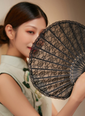 复古蕾丝折扇日式花边古典扇子