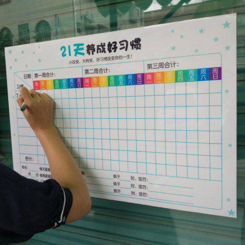 21天习惯养成表五角星奖励磁贴时间管理月计划表白板贴儿童积分表 - 图0