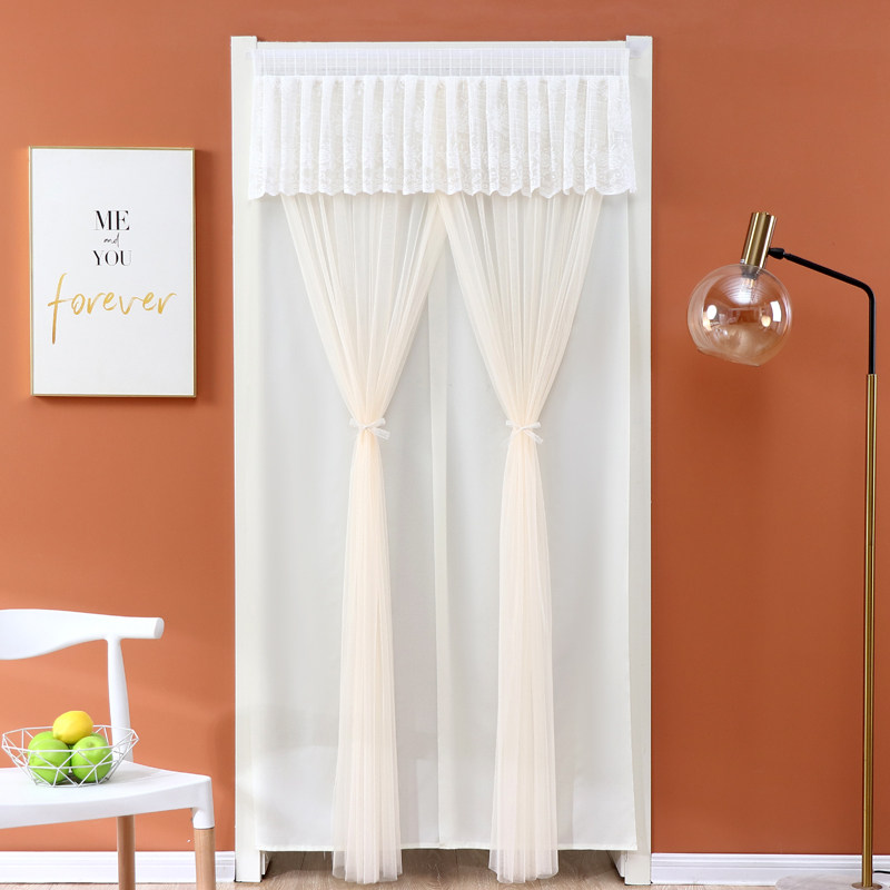 免打孔纱门帘透光不透人双层蕾丝装饰隔断卧室四季家用防蚊隐私帘,淘宝优惠券,粉丝福利购,淘宝优惠卷