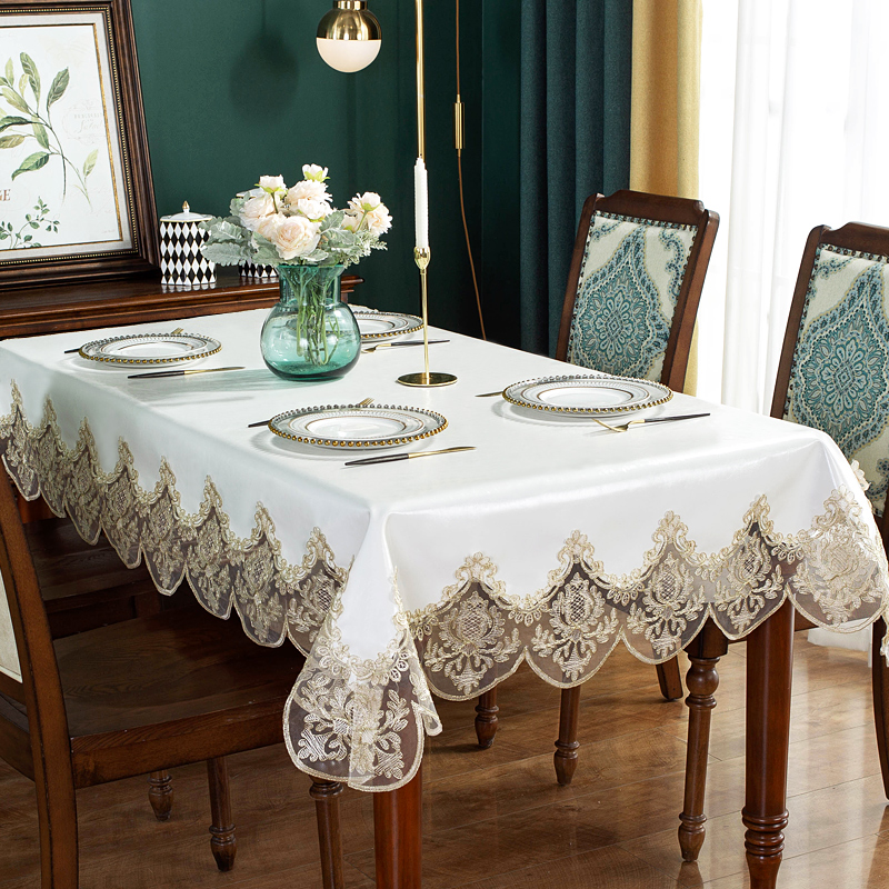 美式高级质感油蜡皮革餐桌布长方形圆防水油蕾丝桌垫北欧ins茶几