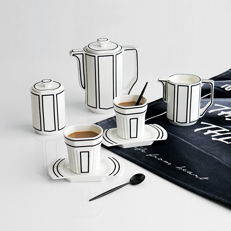 北欧式下午茶茶具套装家用高档陶瓷创意英式骨瓷咖啡具杯壶带托盘 - 图1