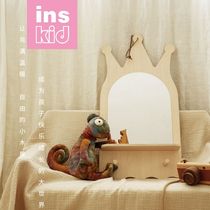 Childrens room hanging wall style crown shape wood mirror small Bear small rabbit Animals shape Childrens mirror comb dresser Bedroom