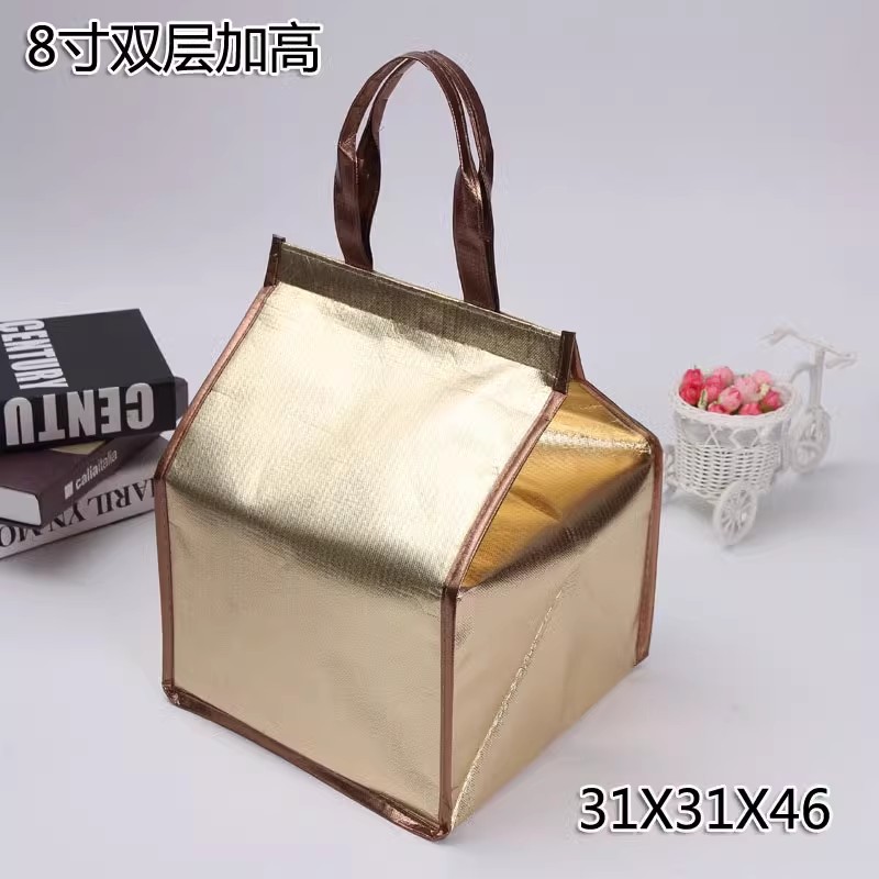 加厚铝箔保温包蛋糕保温袋冻品冷藏包金色冰袋6寸8寸10寸12寸加高 - 图0