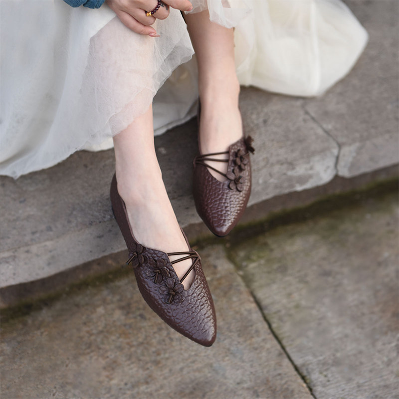 Artmu阿木原创复古花朵尖头单鞋子女2024新款爆款奶奶鞋妈妈鞋