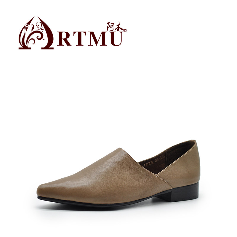 Artmu阿木原创新款欧美尖头低跟单鞋女百搭两穿文艺真皮深口女鞋,淘宝优惠券,粉丝福利购,淘宝优惠卷